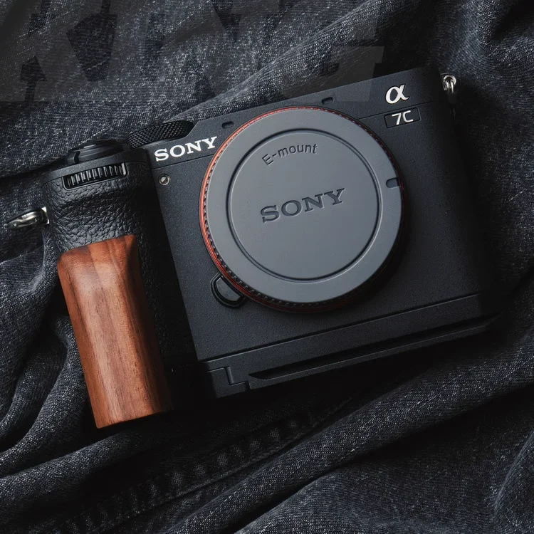 Punho de mão de madeira para câmera Sony, placa da câmera, liberação rápida, Arca Swiss, acampamento tripé, A7CR, a7c2, a7c II