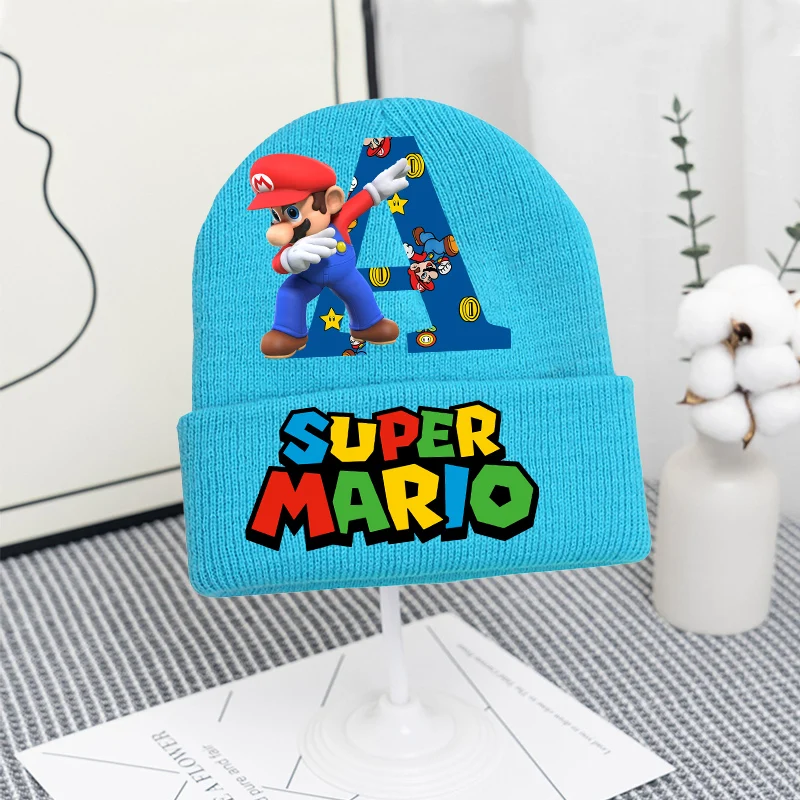 New Super Marios Knitted Hat Boys  Anime Cartoon Christmas Cap Winter Outdoor Sports Warm Windproof Woolen Hats Children's Gift