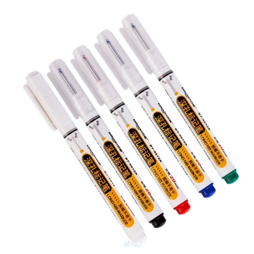 New 20mm Marker Pen Waterproof Long Nib Head Metal Perforating Pen Deep Hole Carpenter Pen Bathroom Woodworking