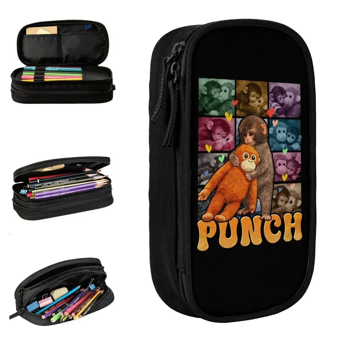 Creative Cute Punch Monkey Pencil Cases Pencilcases Pen for Student Big Capacity Bag School Supplies Cosmetic Stationery