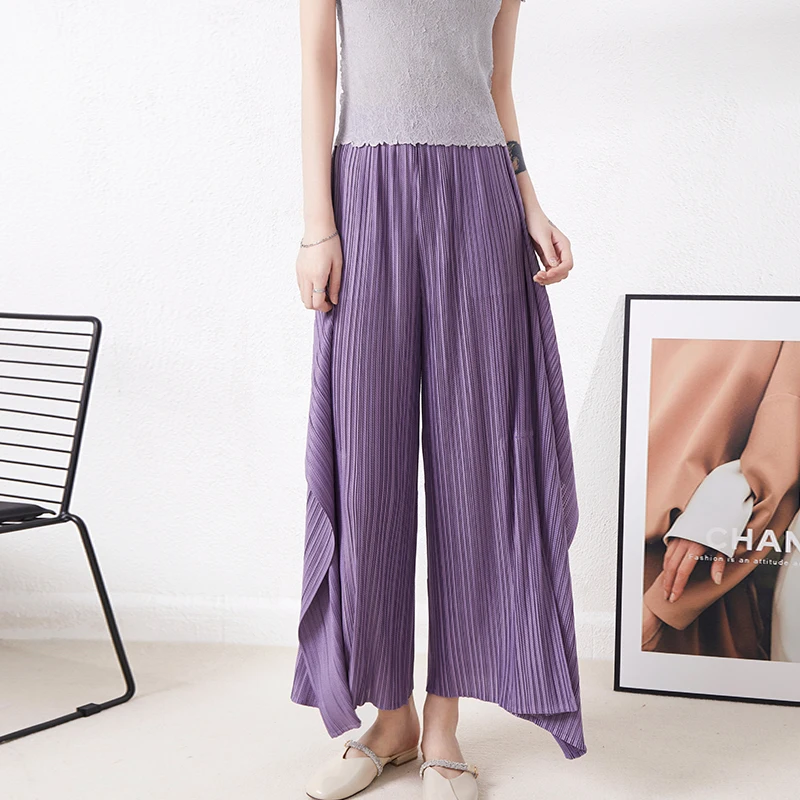 Miyake Pleated Pants Women Irregular Design Sense of Loose New Cross-border Explosive Nine Casual Pants Woman Palazzo Pants