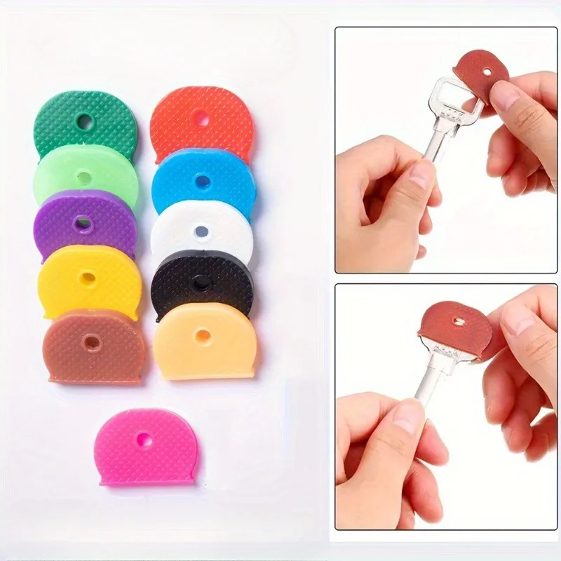 10 個キーカバーキーキャップペンダント識別分類保護カバーキーリング