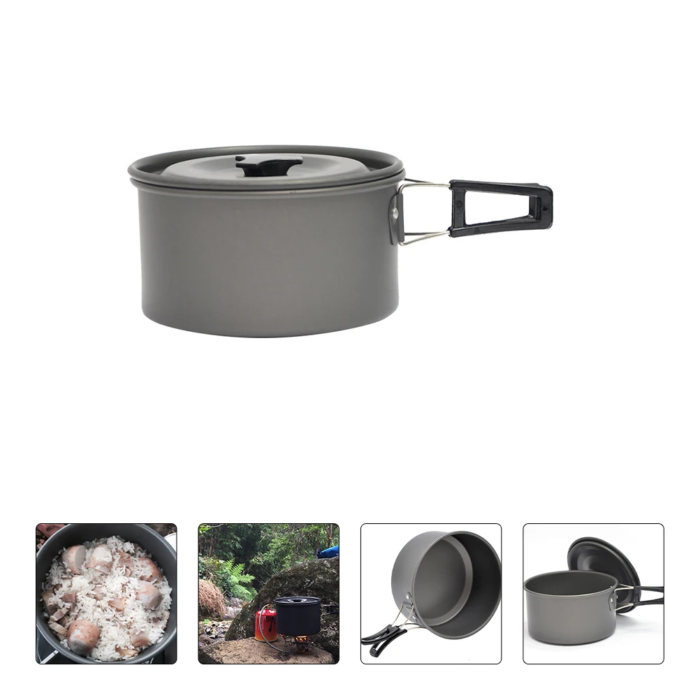 

Camping Non Stick Pan Household Cookware with Storage Bag Lightweight Pot Durable Hiking Nonstick