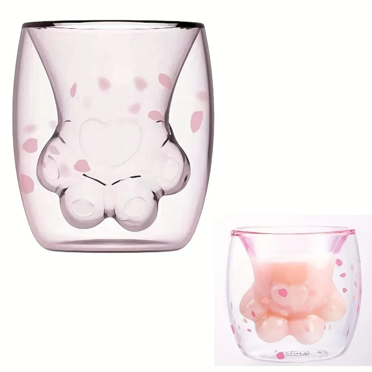 

Kawaii стеклянная чашка в виде кошачьей лапы, стеклянная чашка с двойными стенками, кошачий коготь, кофейная кружка для эспрессо, термостойкая креативная кружка для молока ручной работы