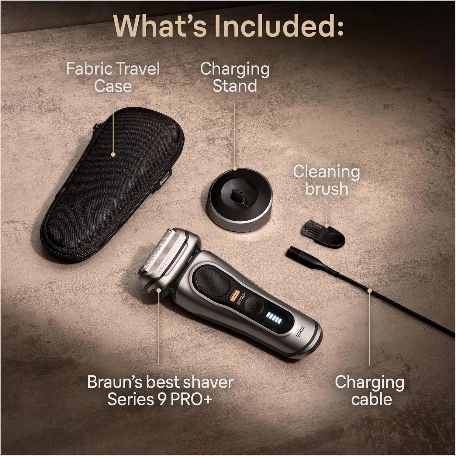 Series 9 9517s PRO+ Electric Razor for Men, 5 Pro Shave Elements & Precision Long Hair ProTrimmer, Charging Stand, Braun’s Best