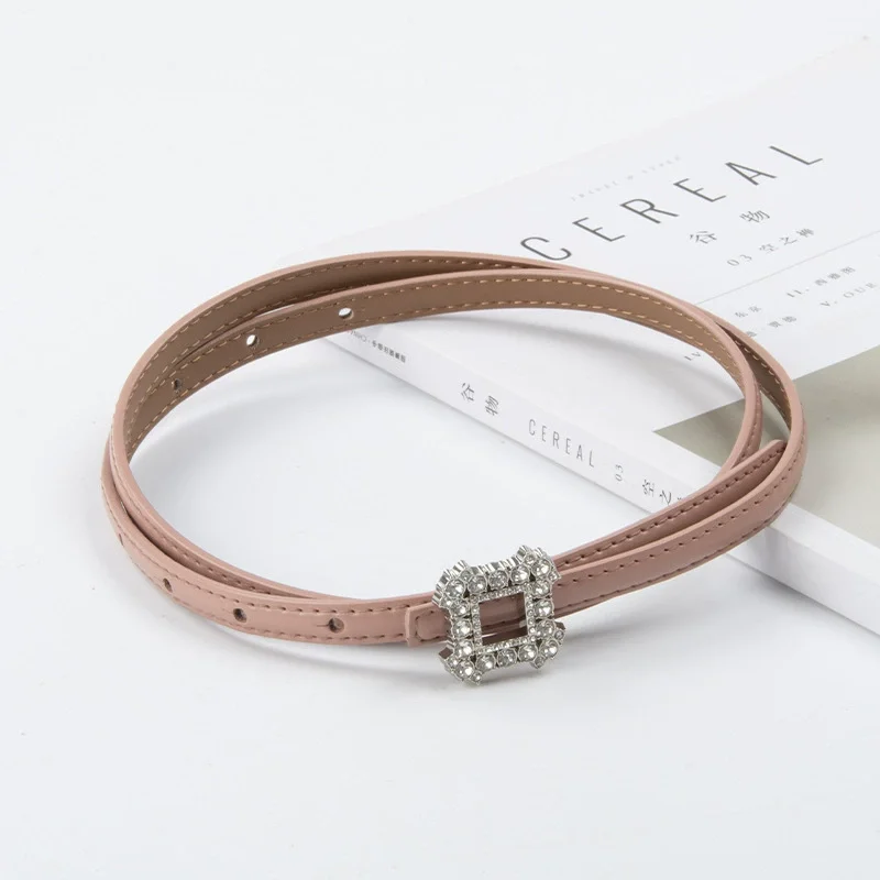 女性の光沢のあるダイヤモンドバックル本革コルセット女性カマーバンドコートウエストバンドドレス宣言狭いベルト J1019