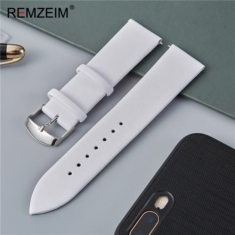 Soft Ultra-thin Leather Watch Strap 16mm 18mm 20mm 22mm White Brown Black Leather Watchband Watch Accessories