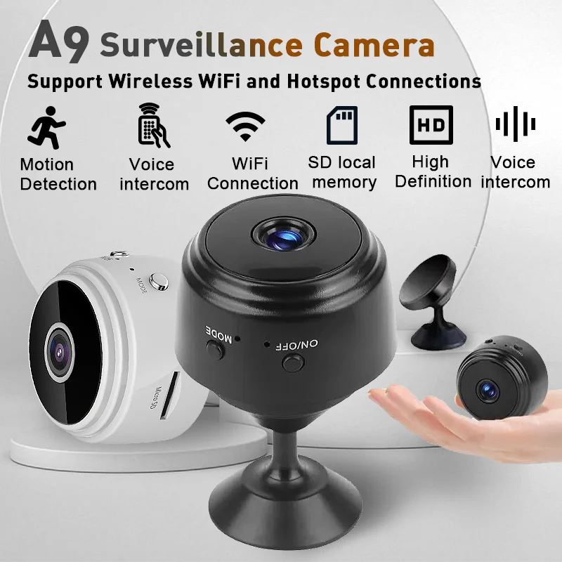 

A9 HD Wifi Smart Monitor Surveillance Cameras Wireless Video Recorder Voice Recorder Sensor cam for Home Safety Infants And Pets