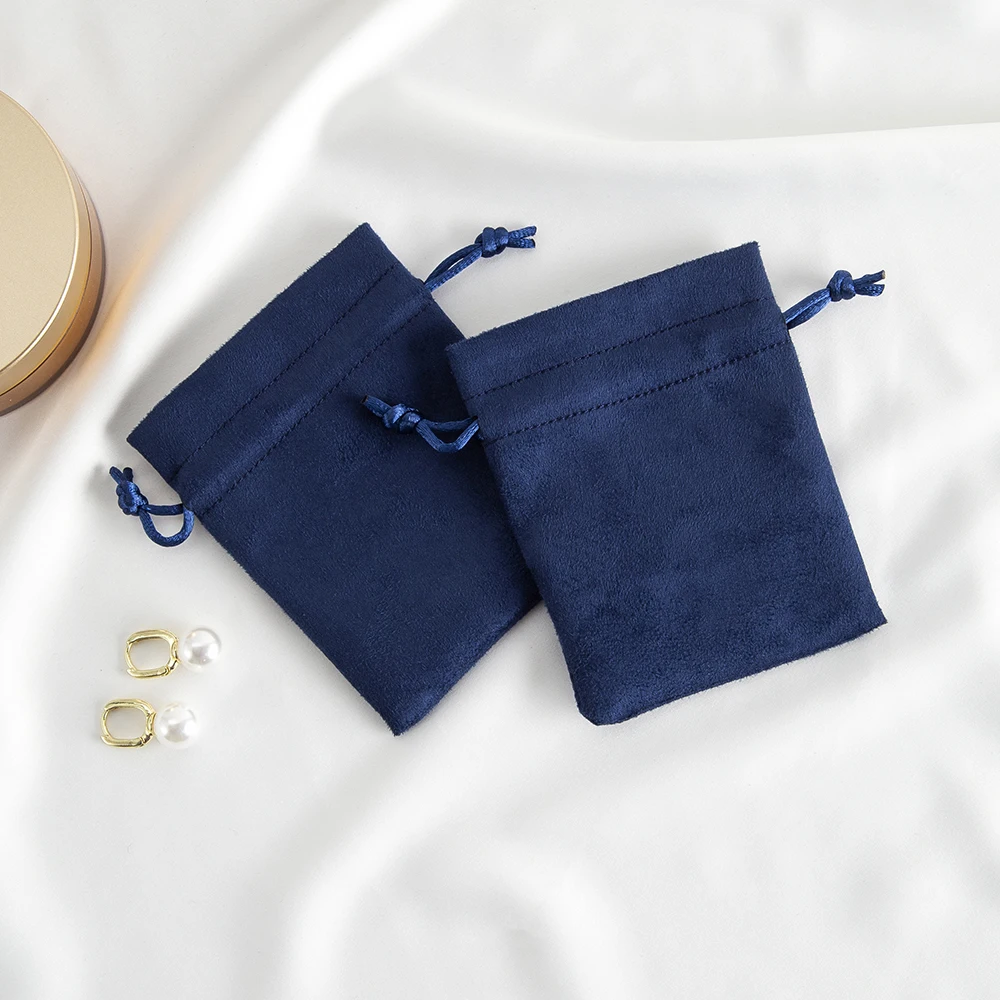 10 teile/los Marineblau Flanell Kordel zug Geschenk Tasche Samt Schmuck Aufbewahrung beutel Hochzeits feier tragbare Geschenk Verpackung Beutel – Detail 6
