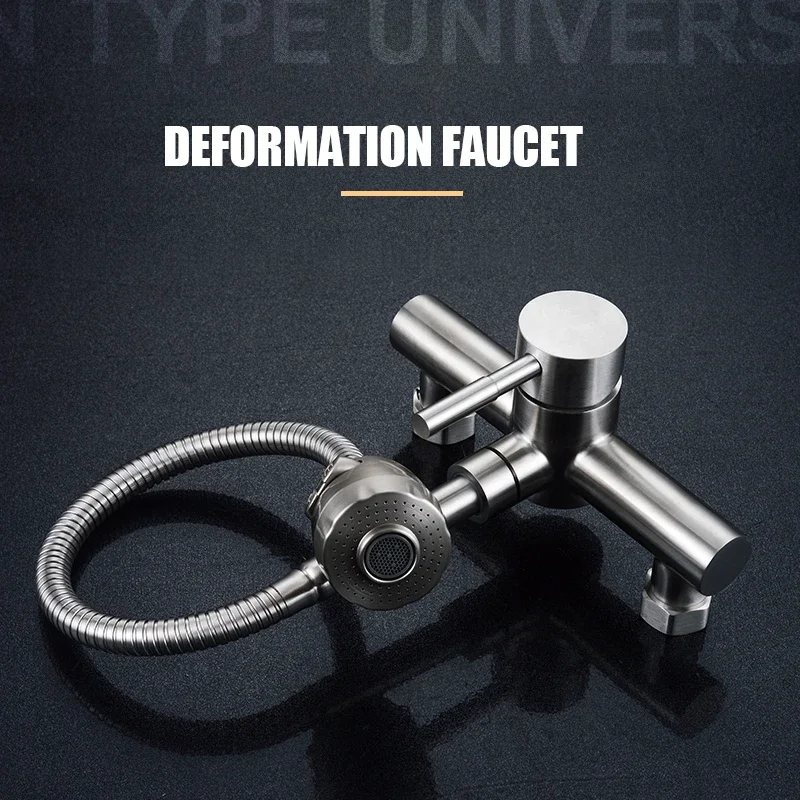 Free Shipping Black Brushed Kitchen Faucet Wall Mounted 2 Models Hot&Cold Water Sink Faucet 360 Rotation Sprayer Taps