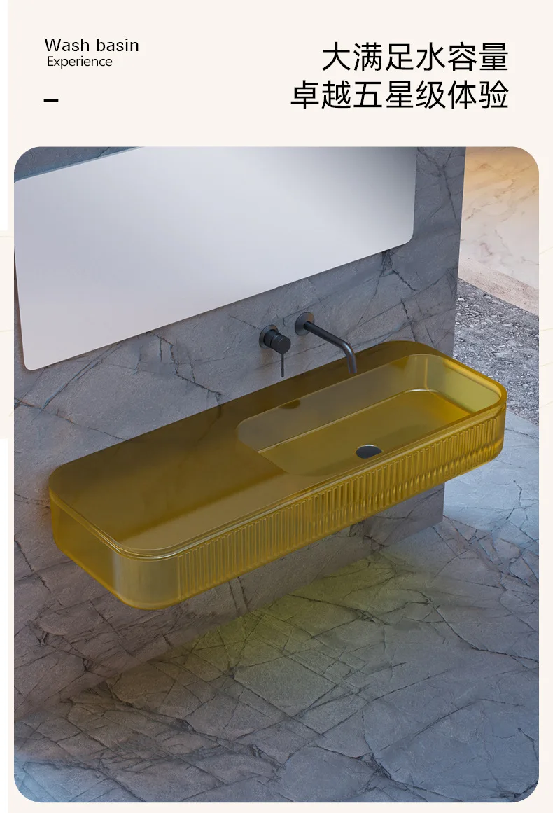 

Transparent resin hanging basin, bathroom wall-mounted wash basin, small apartment wall-mounted color face-hanging basin