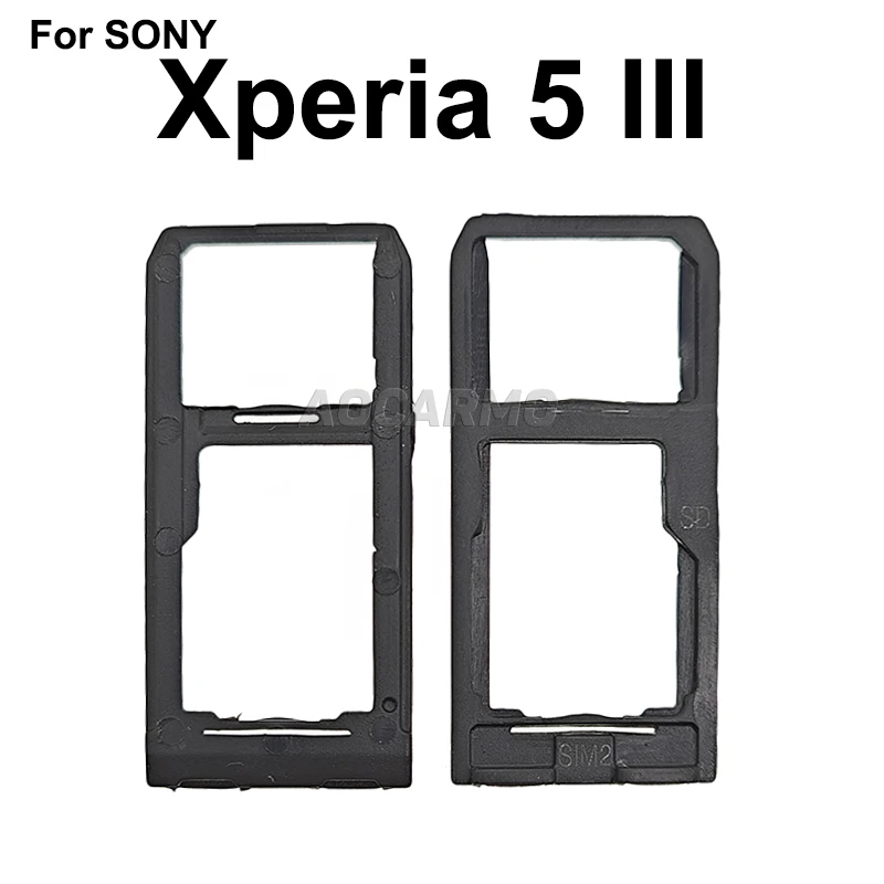 Aocarmo For Sony Xperia 5 III / X5iii XQ-BQ52 BQ72 SO-53B Dual SIM Card Holder Tray Slot Aluminum Alloy Drawer Replacement Part