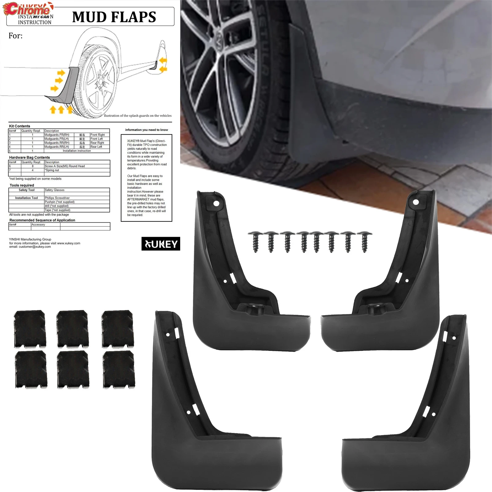 

Комплект из 4 брызговиков для Changan CS55 MK2, Saipa 441P, UNI-S 2021-2025 – Защита от грязи, автомобильные аксессуары