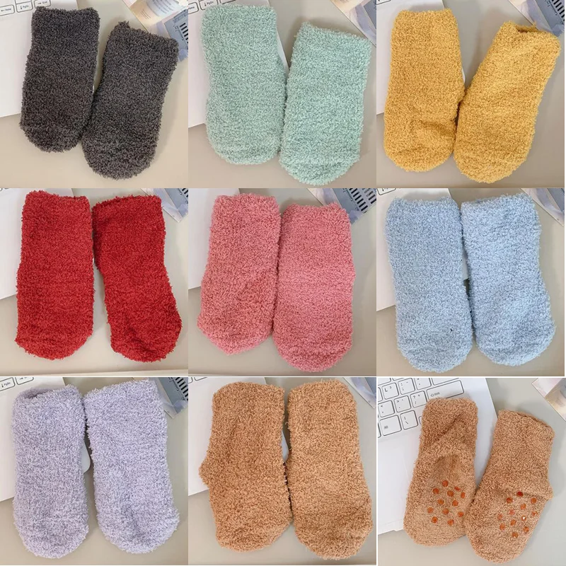 4 Paar/partij Nieuwe Herfst/Winter Kinderen Effen Kleur Dikke Warme Baby Sokken