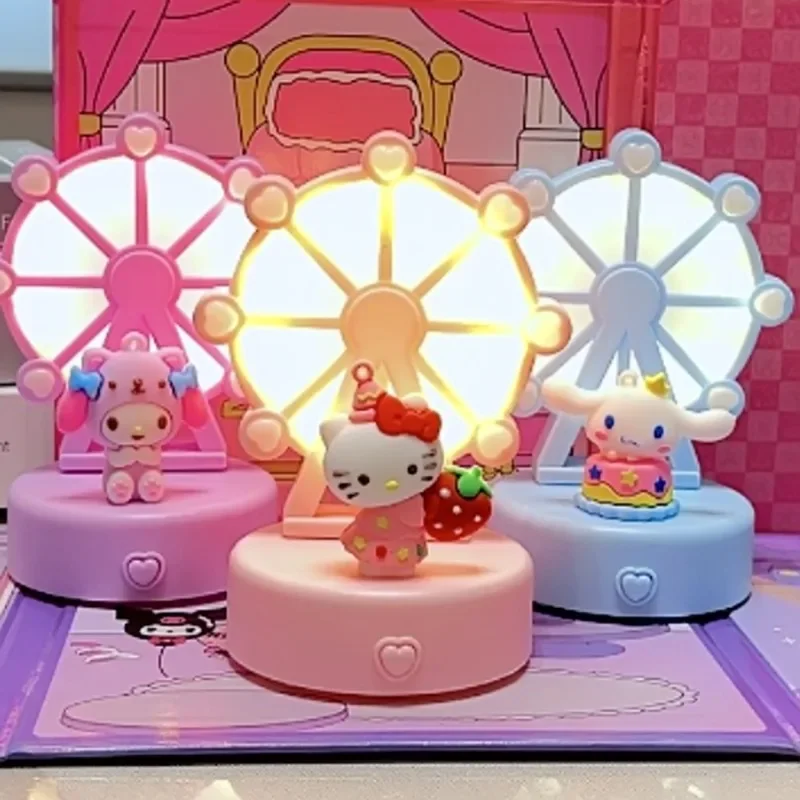 Sanrio Hello Kitty MyMelody Ferris Wheel Desktop NightLight Kuromi Cinnamoroll Handmade LuminousToy Ornaments Cute Girly Heart
