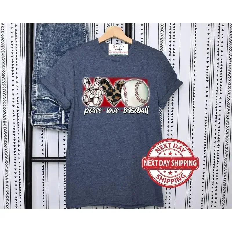 Peace Love Baseball T-Shirt, süßes Mama-Papa-Spiel für Frauen zum Muttertag