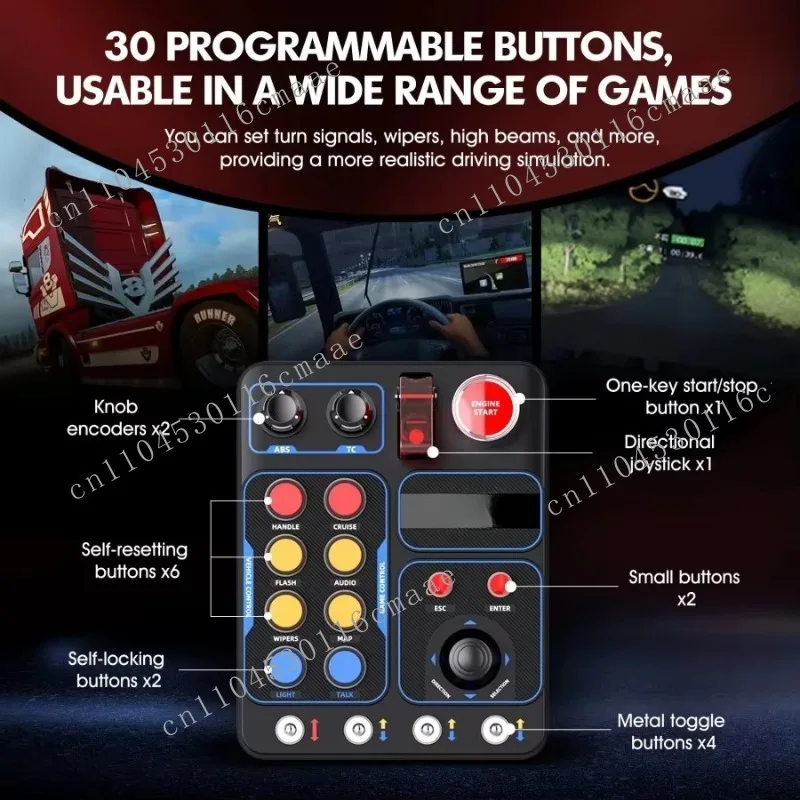 CB1 Racing Button Box Compatible V9 GEN2 & PC Adjustable RGB Lighting Suitable for Racing Simulator Games