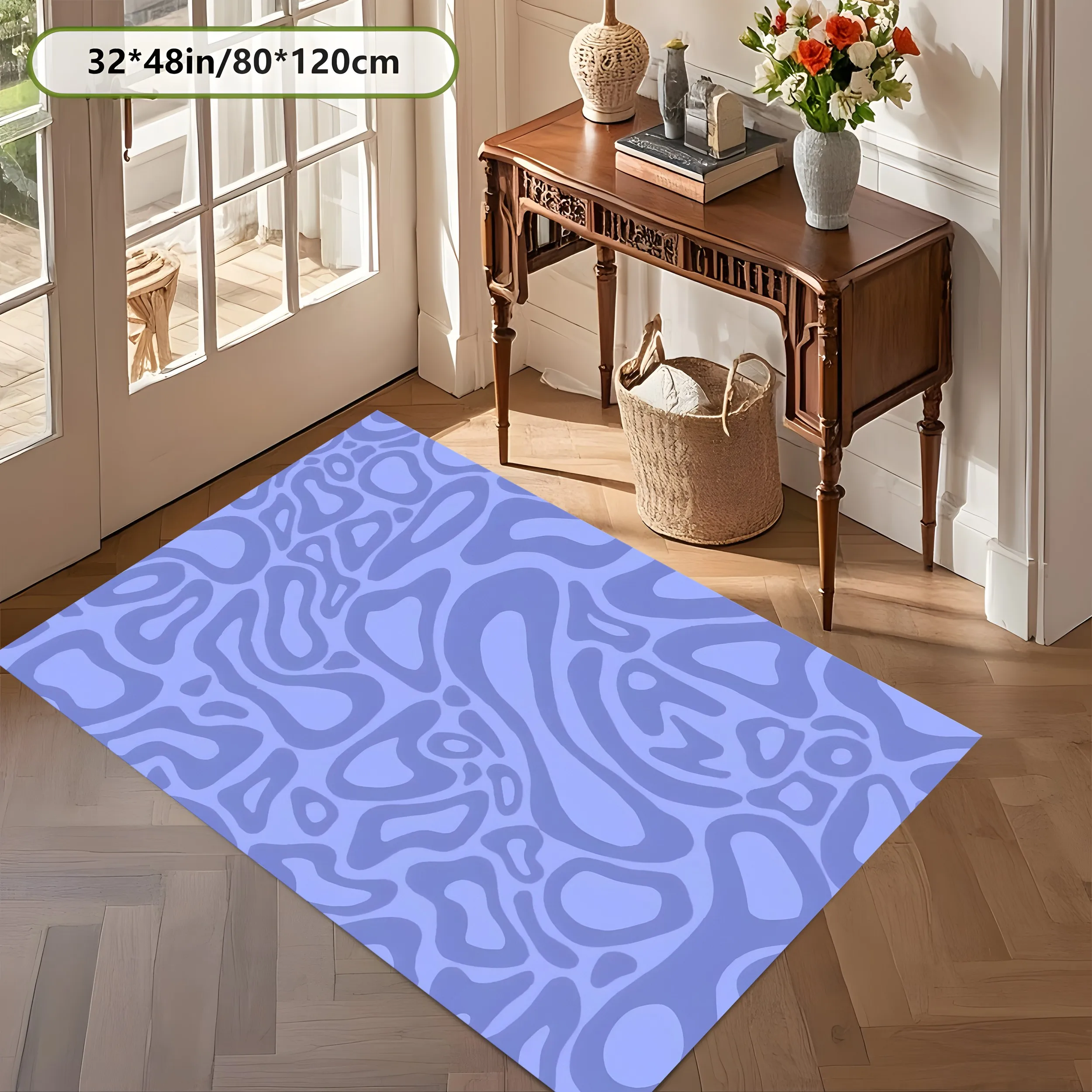 Large Area Rug in Taro Purple with Abstract Flowing Pattern, Modern Minimalist Style, for Living Room Bedroom