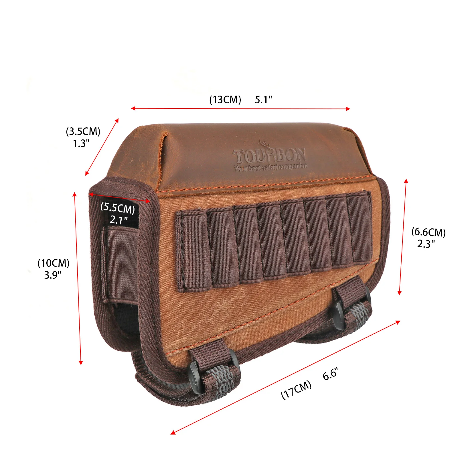 Tourbon Hunting Accessories Gun Rifle Butt Stock Cover Cheek Rest Riser Canvas with Cartridges Holder Carrier .306,.30-08 Brown