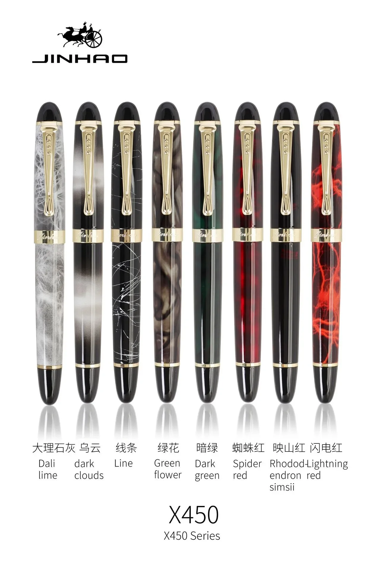 Jinhao X450 Pena Rollerball, pena tinta hitam batang hadiah alat tulis kantor merek kualitas tinggi