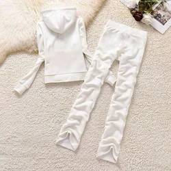 Velour Tracksuit Women Summer Velvet Casual Outfit Set Zipper Sweater and Long Pants Jogger Workout Clothing