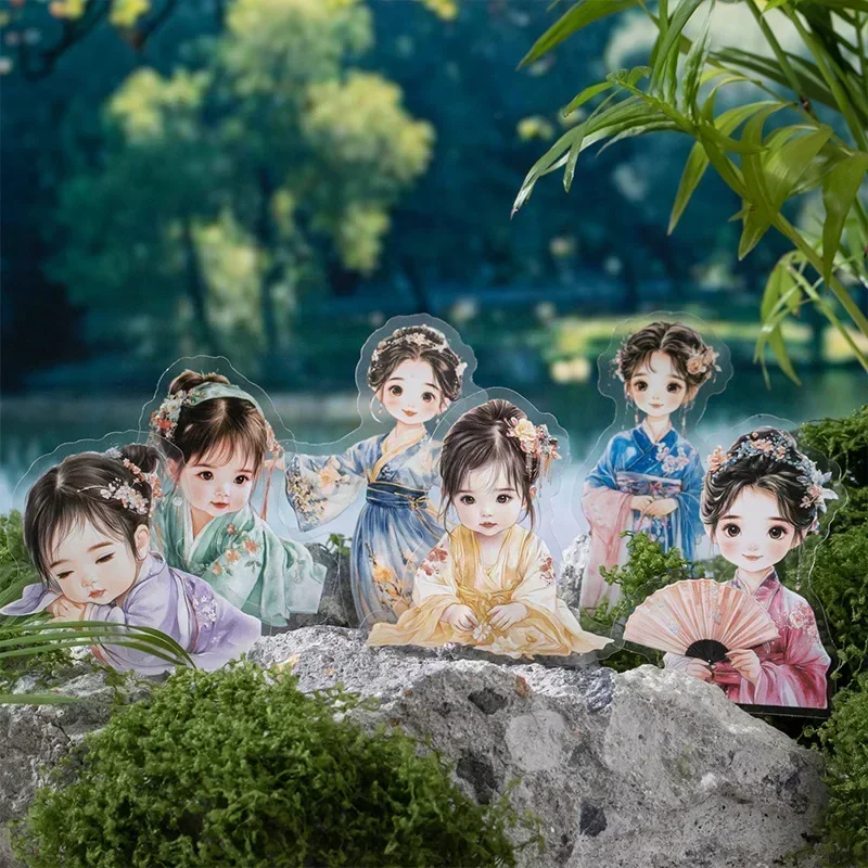 10pcs collage DIY daily bottoming sticker Little handbook Fairy Kids character garbage Scrapbook pack material 132*85mm