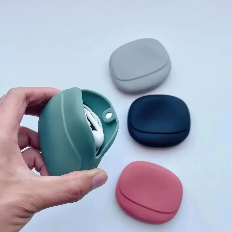 Funda de silicona para auriculares, organizador de cables portátil, Mini estuche de almacenamiento de cables anticaída, Cable de carga, bolsa protectora para auriculares