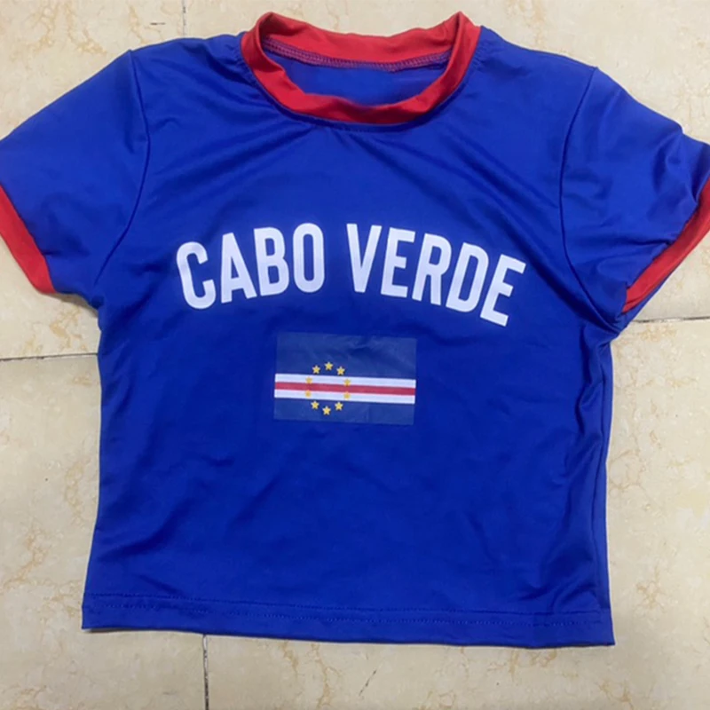 الصيف النساء العلم إلكتروني الطباعة Y2K التباين تي شيرت ملون الشارع الشهير المحاصيل الأعلى الجمالية القوطية Harajuku خمر ايمو سليم تيز