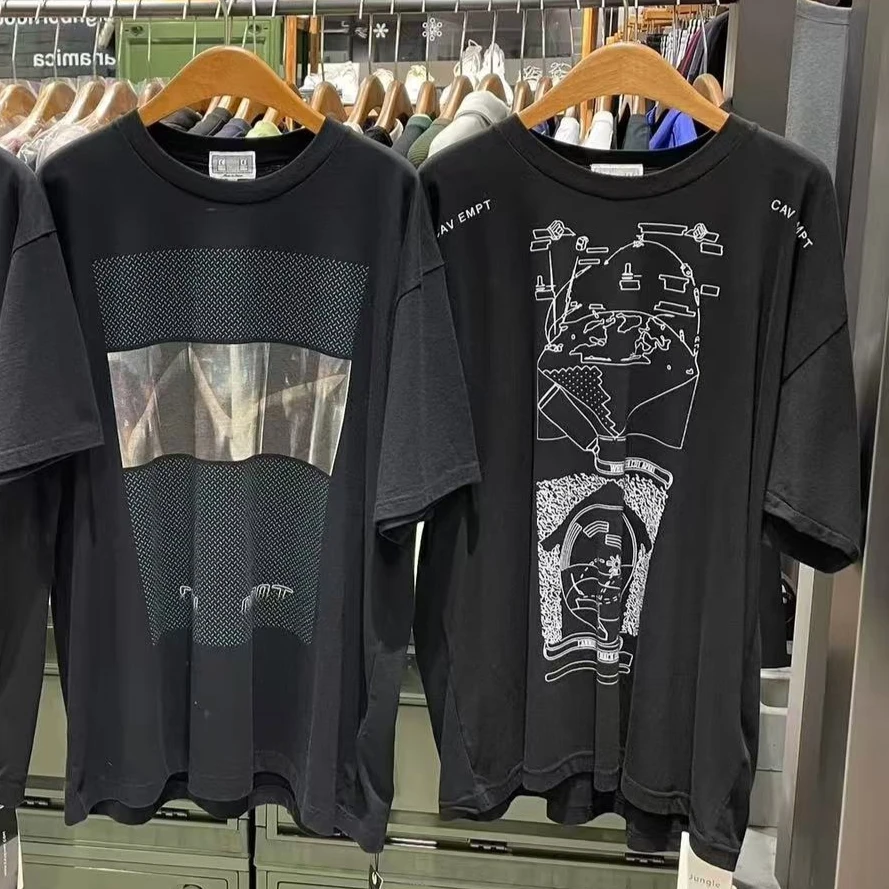 Summer Men Women CAVEMPT Tshirts Graffiti Print Cotton Round Neck C.E Graphic T Shirts