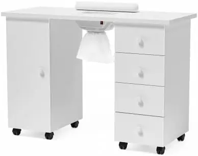 Manicure Table Nail Desk for Nail Tech, Nail Table Beauty Salon Tech Station w/Electric Downdraft Vent, Lockable