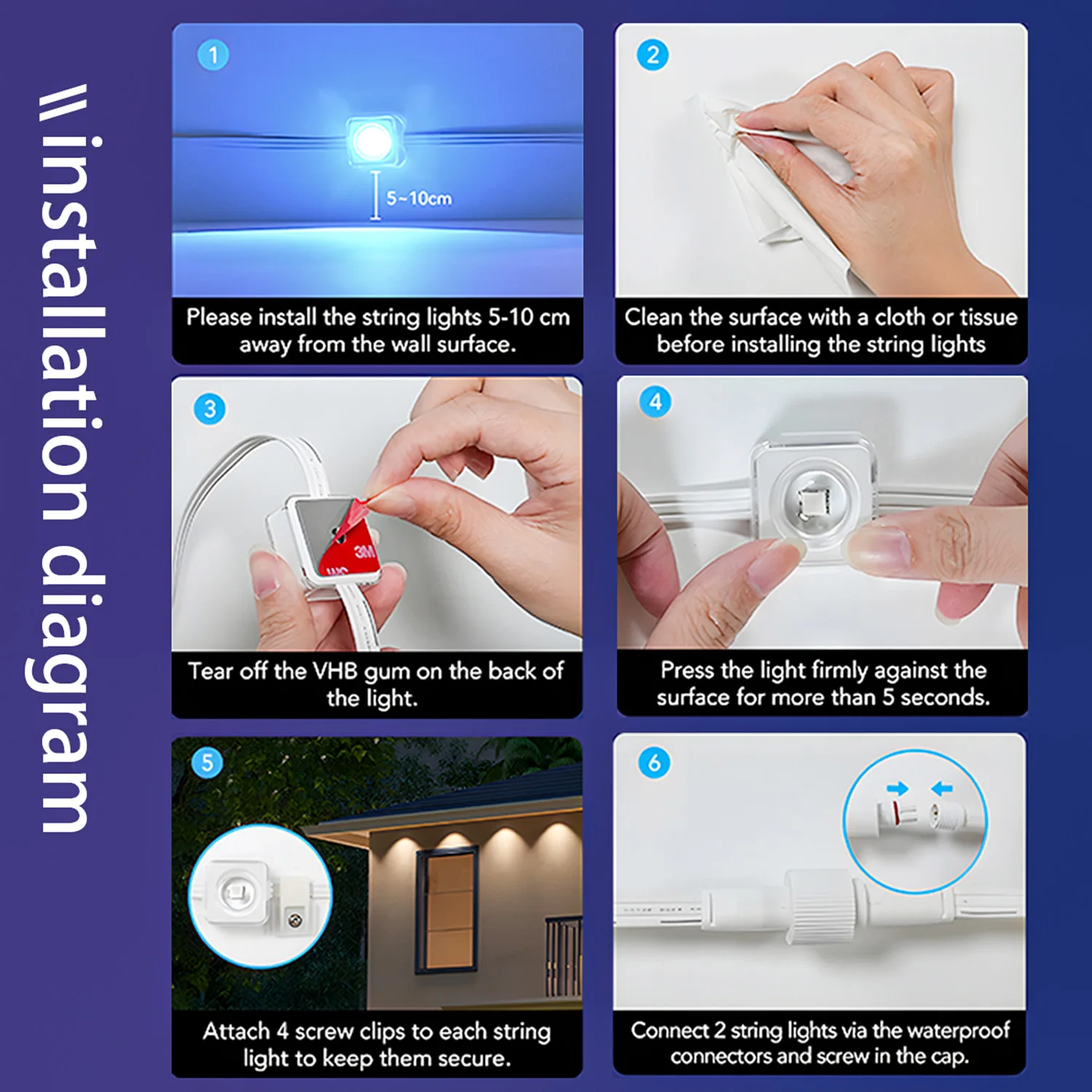 10M/15M/30M Eaves Lighting Outdoor Smart Rainbow Led Permanent DIY Remote Control Waterproof RGB String Light Christmas Decor