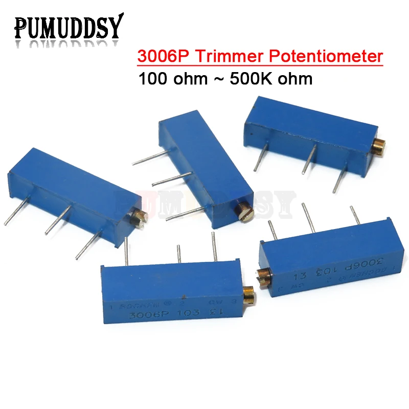 

10PCS 3006P 100 ohm ~ 500K ohm Trimmer Potentiometer Resistor 1K 2K 5K 10K 20K 50K 100K 200K 500K 1M 100R 200R 500R