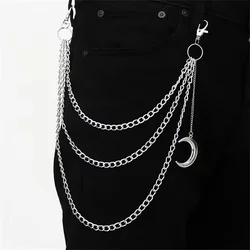 Hot Moon Pendant Chain On The Jeans Pants Women Punk Keychains for Men Egirl eBoy Harajuku Grunge Accessories