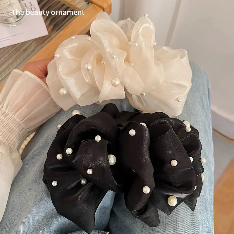 

Forest Style Pearl Mesh Pearl Butterfly Grip Clip Women's Hair Shark Clip Headband Accessory Hairpin