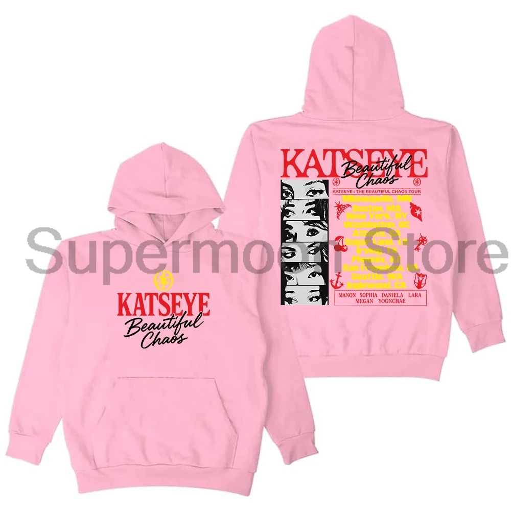 Kpop Katseye The Beautiful Chaos Tour Merch Members Hoodie Unisex Long Sleeve Streetwear Men Women Hooded Sweatshirts