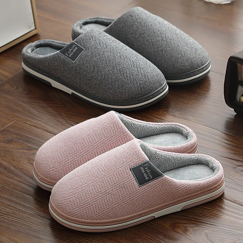 Homens e mulheres de inverno Home Slippers, sapatos casuais, macio, quente, House Slides, Indoor, Quarto, Antiderrapante Flats, Couples Floor Slipper, tamanho grande