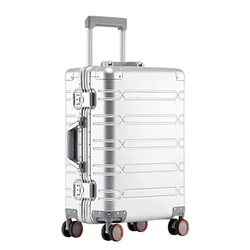 Aluminum Suitcase Rolling Luggage TSA Customs Password Trolley Case 20/24/29 inch Popula Suitcases Large Capacity Travel Bags