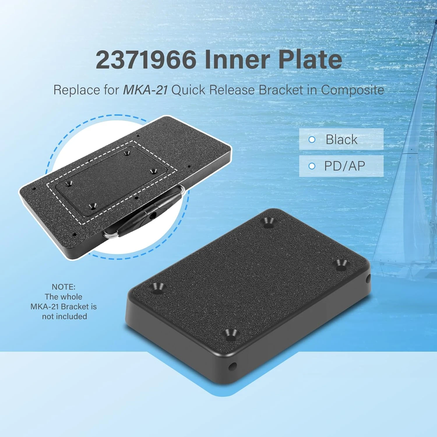 2371966 Ship Inner Plate Fit for Minn Kota MKA-21 Quick Release Bracket, Freshwater, Black, PD/AP
