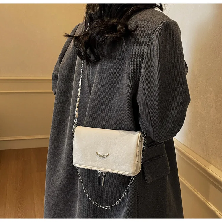 Fashionable Envelope Chain Bag - Women's ZV Inspired Rhinestone Wing, Casual Vintage Shoulder Crossbody Bag