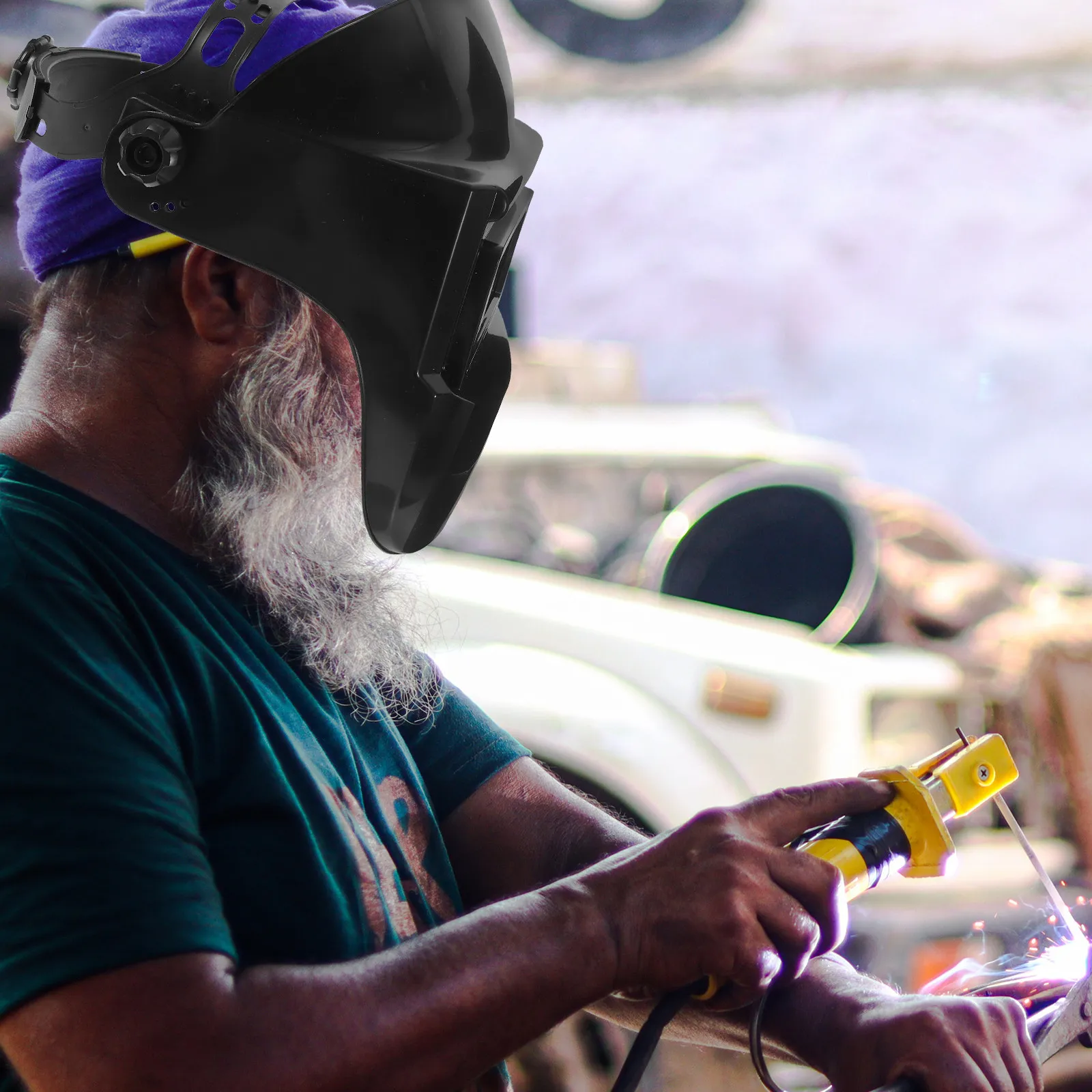 Mask Welding Head Mask Welding Face Guard Solar Energy Button Battery Adjustable Head Circumference Durable Long Wear Cutting
