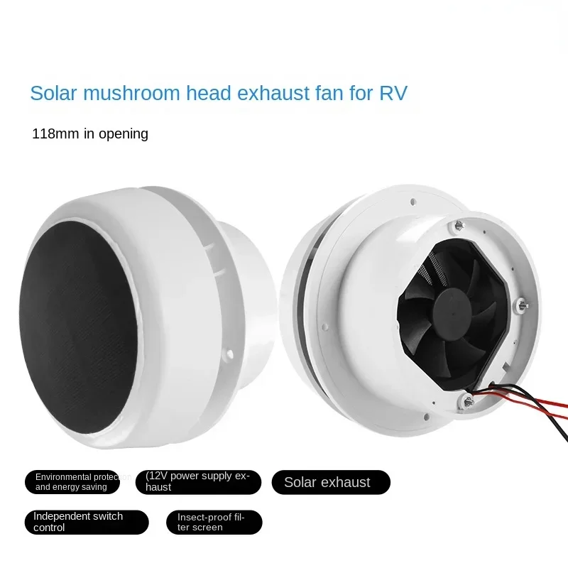 RV Solar Mushroom-Shaped Haircut RV Mushroom-Shaped Haircut Exhaust Fan RV Overhead Exhaust Fan 12V Ventilating Fan