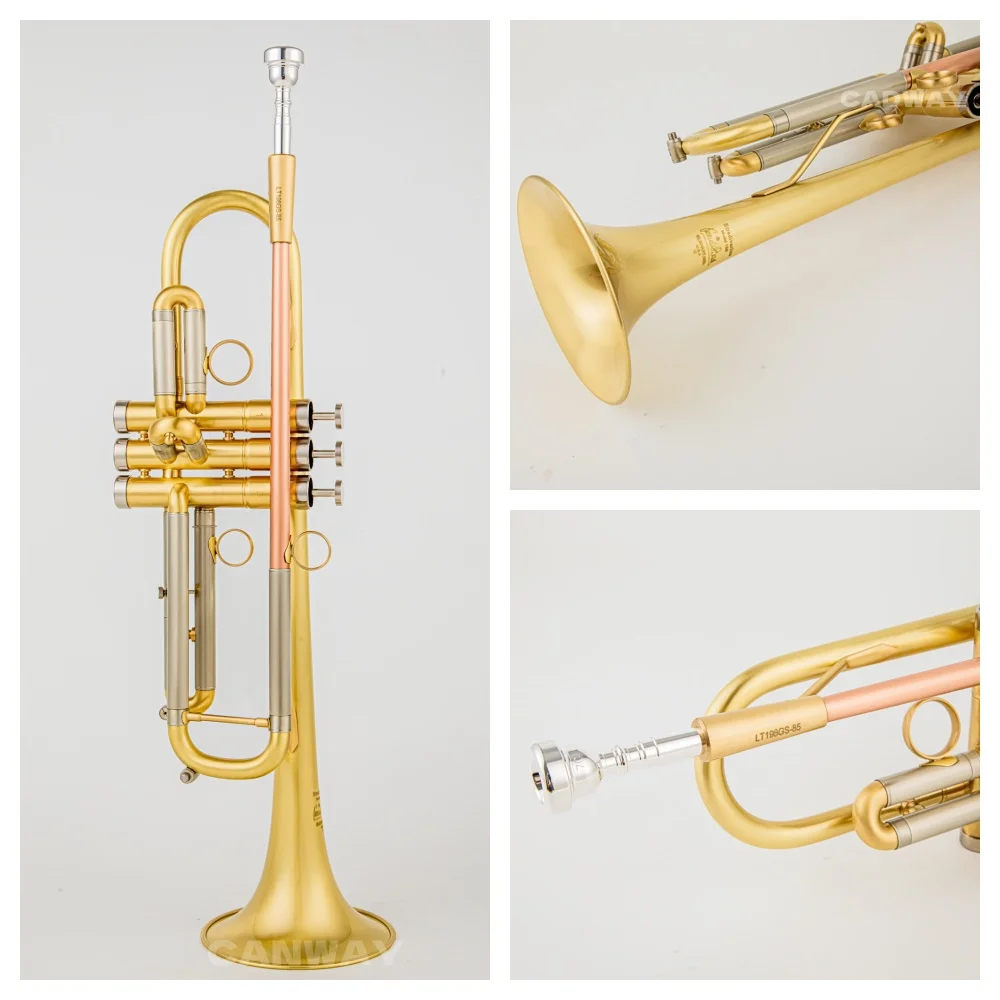 USA Stradivarius 198GS-85 100th Anniversary Gold Trumpet Pipe Flat Instrument Brass Strudents Instrumentos Musicales Profesiona