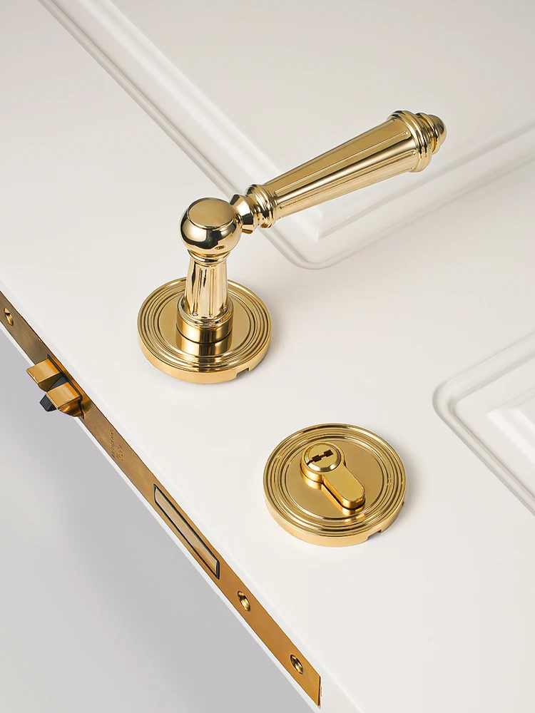 Dooroom Brass Door Lever Set Shiny PVD Higher Quality Interior Bedroom Bathroom Door Lever Dummy Passage Hardware Door Locks
