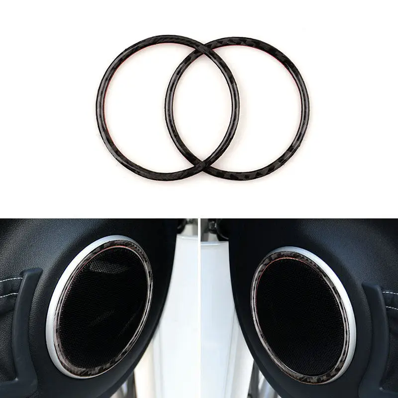 2pcs Car Soft Carbon Fiber Door Speaker Frame Accessories Trim For Mercedes Benz Smart 451 Fortwo 2011 2012 2013 2014 2015