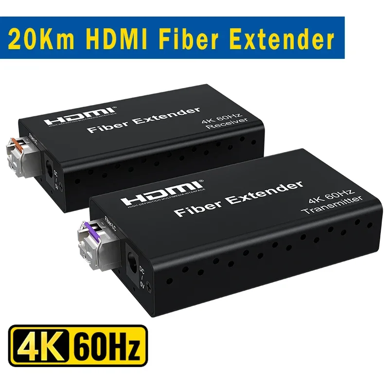 4K@60Hz 20Km HDMI Fiber Extender over Single Mode LC / SC Fiber HDMI Fiber Transceiver Converter with SFP Module HDR10 HDCP2.2