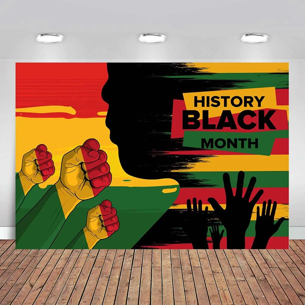 Black History Month Photo Booth Backdrop Banner for African American National Festival February Holiday Party Wall Decoration