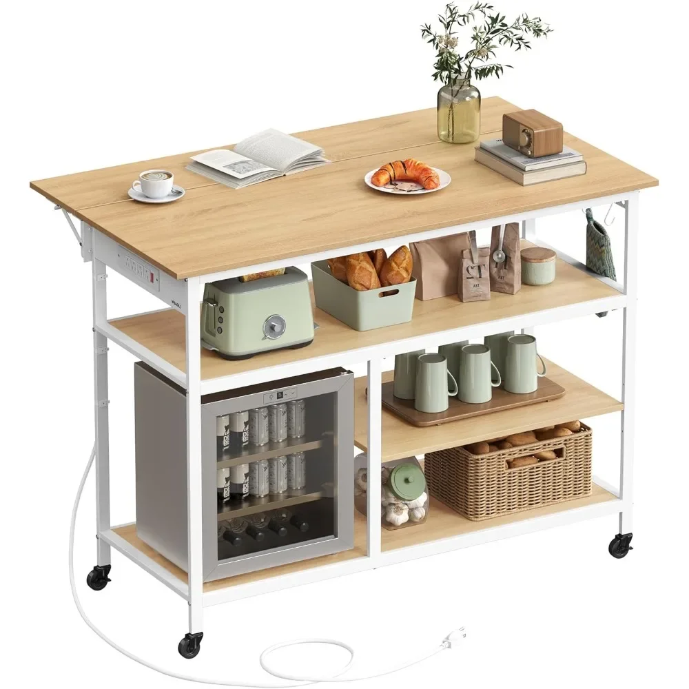 

Kitchen Island with Drop Leaf,Width Rolling Kitchen Cart with Power Strip,Extendable Worktop,Workbench,Pegboard,Adjustable Shelf