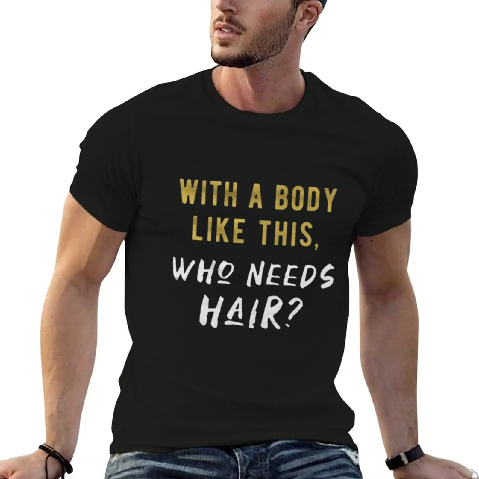 Camiseta para Homens, Pais, Tios, Avôs, com estampas: Bald Gift, Bald Shirt, Man Dad Uncle Shirt, Grandpa Guy Shirt, Workout Who Needs Hair T-Shirt