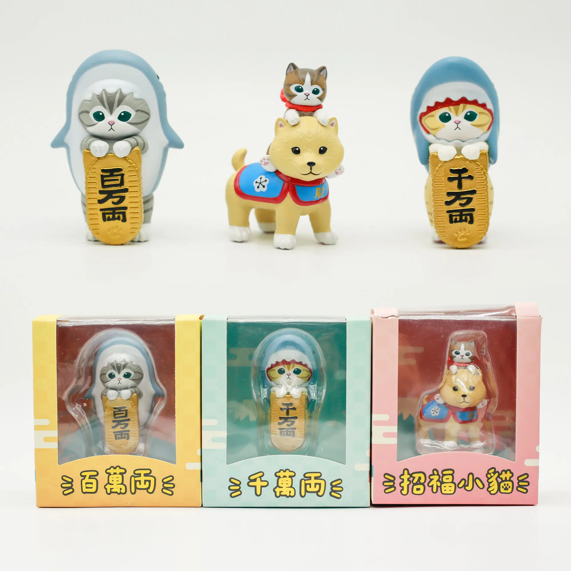 

Японская культура Mofusands Maneki Neko, милые собаки, домашние животные, слепая коробка, игрушка, кошка в акуле, украшение для стола, подарки на день рождения для детей