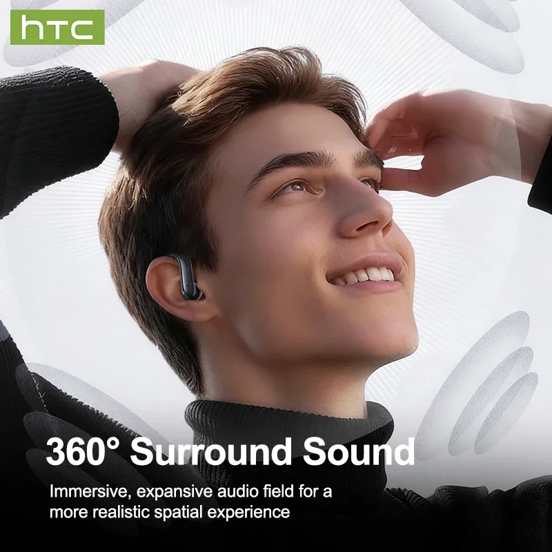 سماعات أذن HTC NE63 بلوتوث V6.0 سماعات أذن رياضية لاسلكية مزودة بخطاف للأذن بتصميم AI سماعات أذن خفيفة للغاية #3